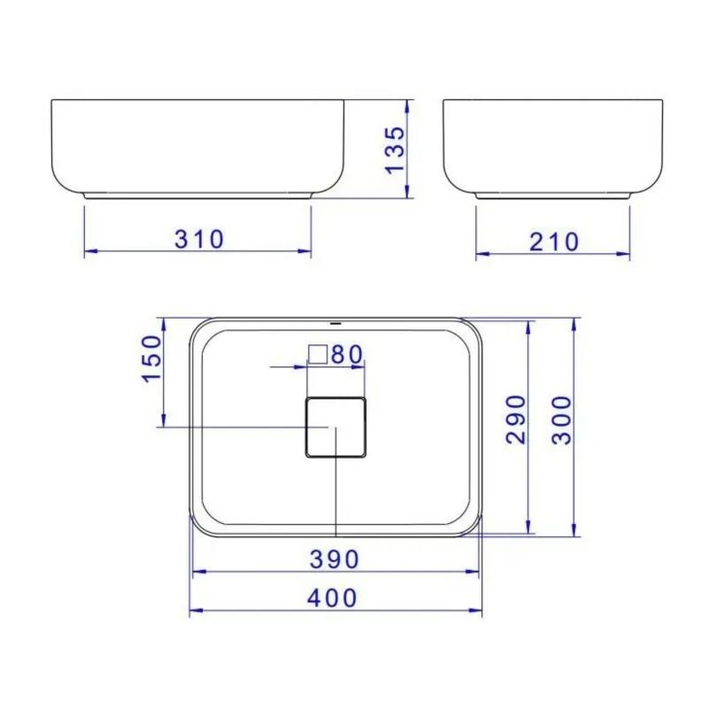 Bacha Rectangular Apoyo 40x30cm Deca L.13040.17