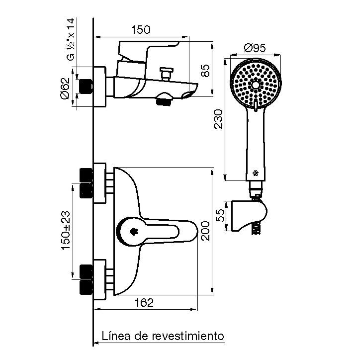 Grifería Ducha Con Transferencia Monocomando Fv 310/b5 Puelo
