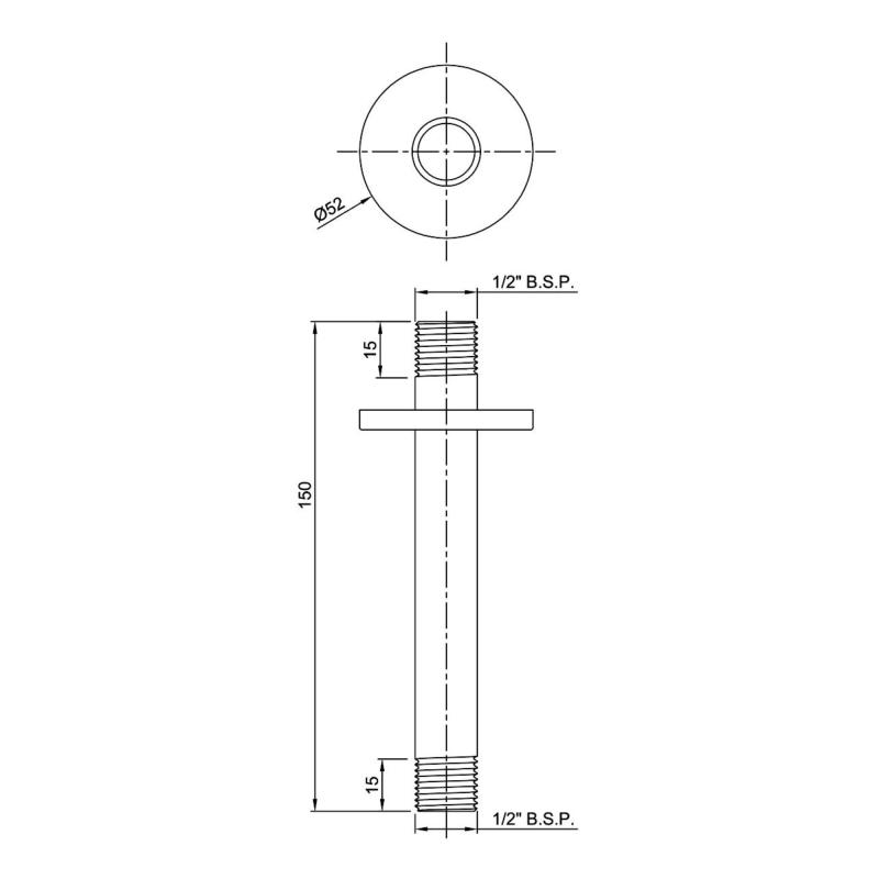 Caño Ducha Recto Para Techo 150mm Peirano A1452GR Grafito