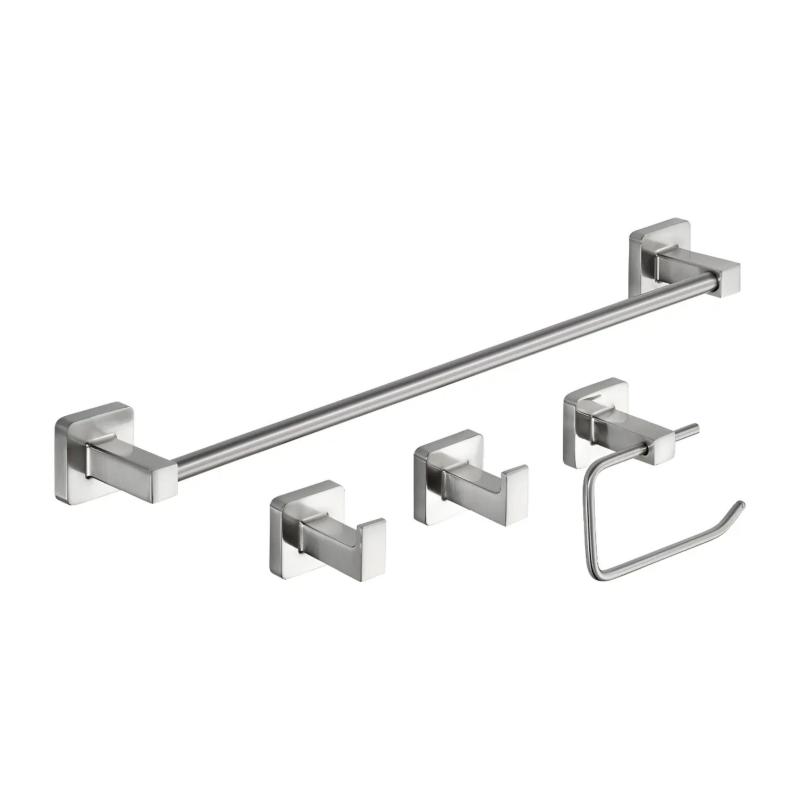Kit Set 4 Piezas Accesorios Baño Piazza Cube Nickel 73028NK