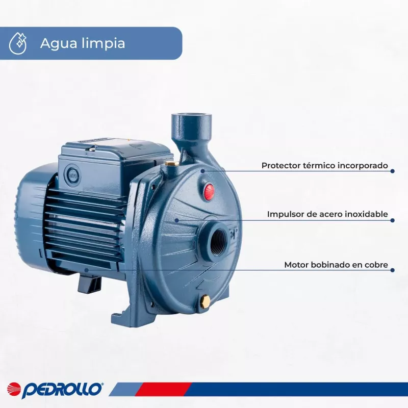 Bomba Centrífuga Pedrollo CPm130 0.5HP 22Mts 4800 l/hs