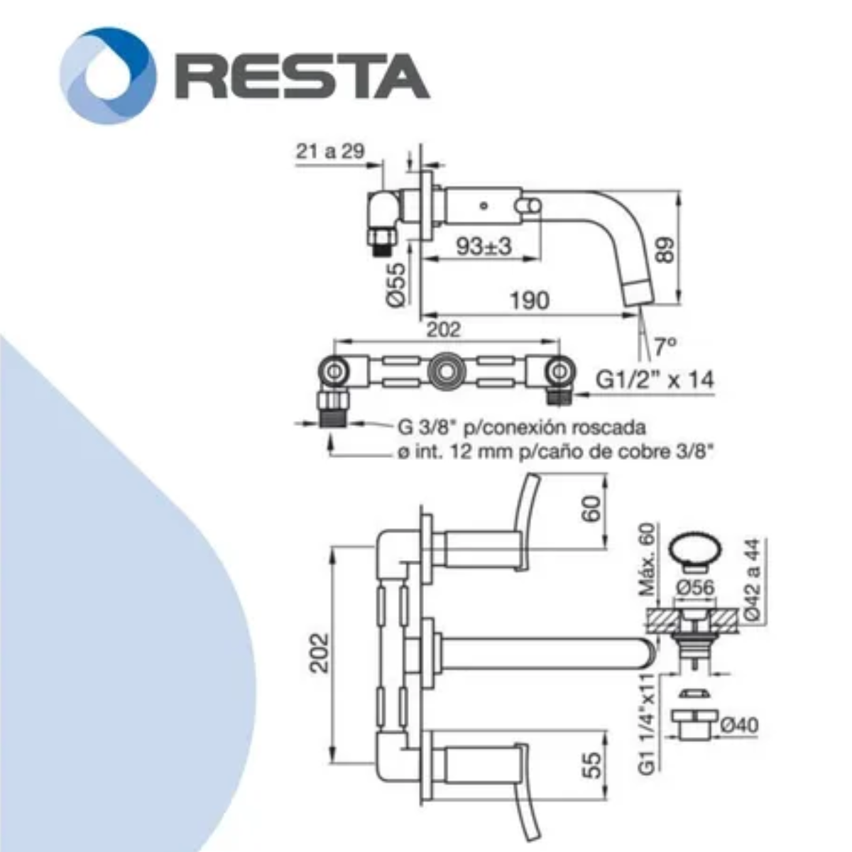 Grifería Fv Libby Lavatorio De Pared Cromo 203/39