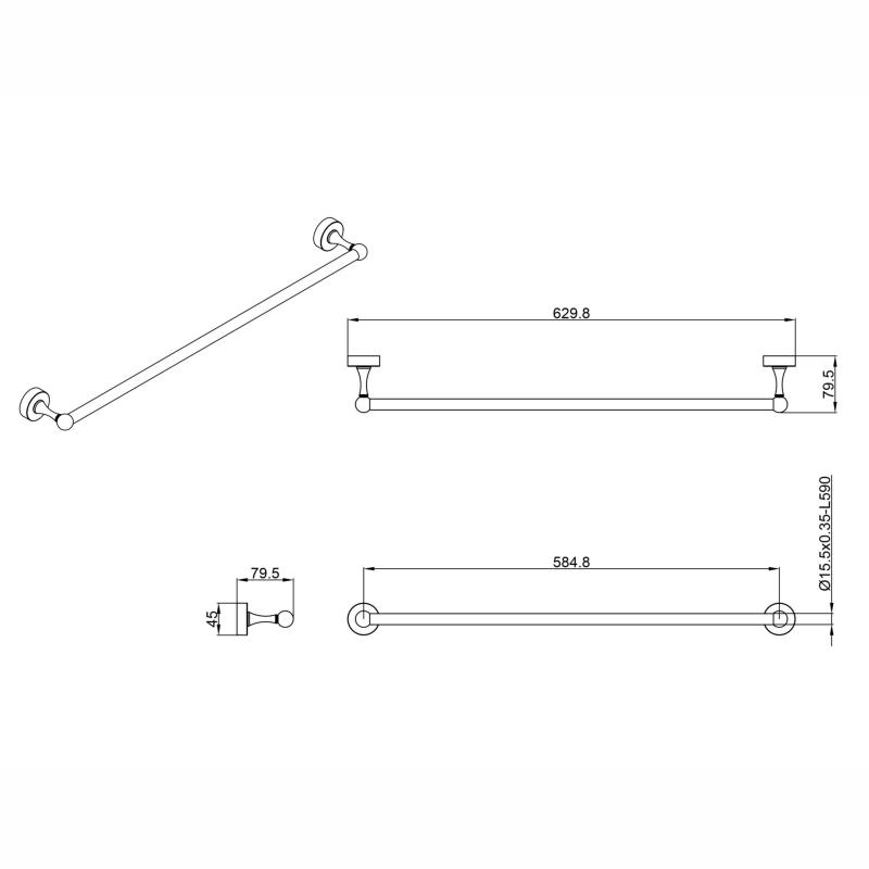 Kit Accesorios Para Baño Peirano Steel 3006ss Color Acero