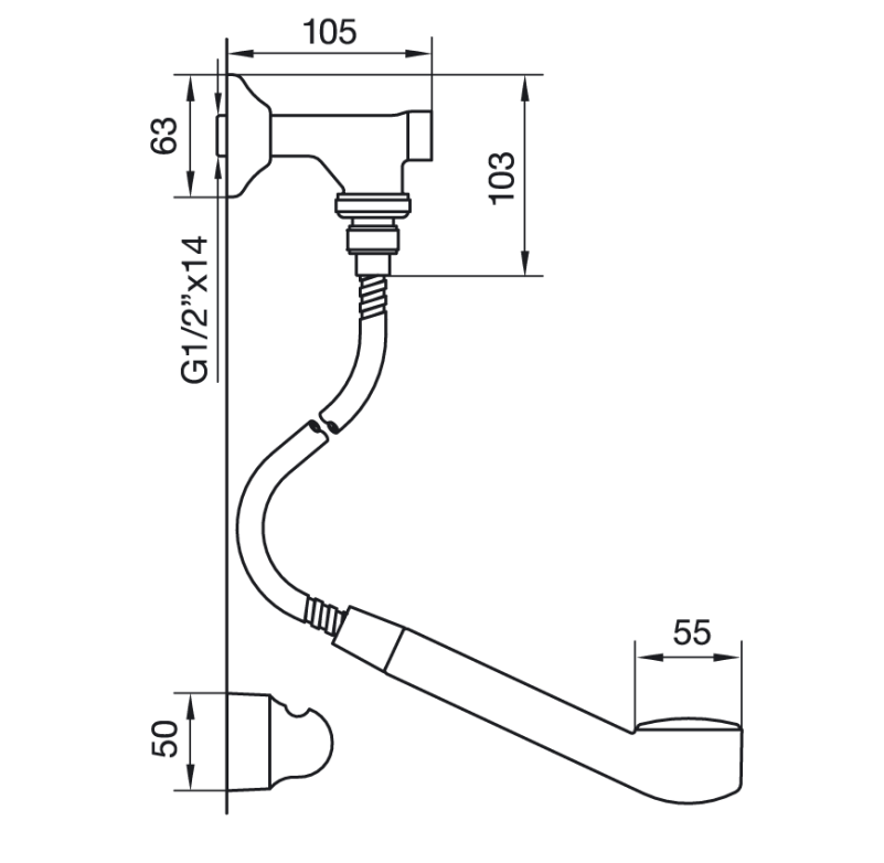 Ducha de pared con Duchador Fv Duchamatic 0119.02  Cromo