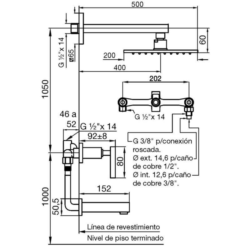 Grifería Para Bañera Ducha Fv Dominic Lever 103r/85l Cromo