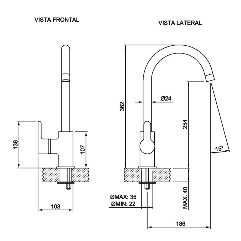 Grifería De Cocina Monocomando Peirano Adra Black 20-162N