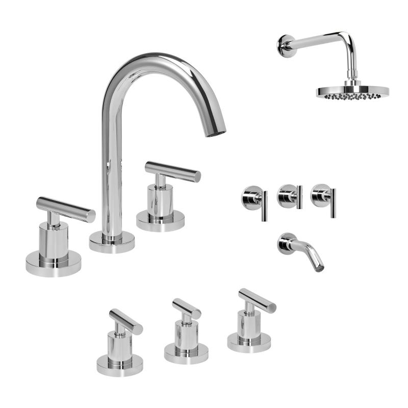 Combo Grifería Baño Peirano Adra 90-166 Cromado