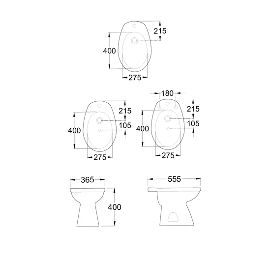 Bidé lluvia con 3 orificios Capea Línea Italiana Blanco