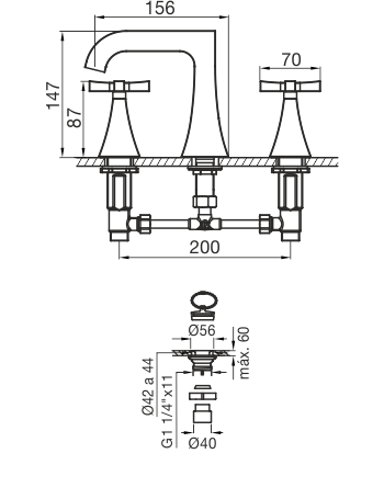 Grifería Lavatorio Mesada Fv Urbano 0207/H3 Cr Cromo