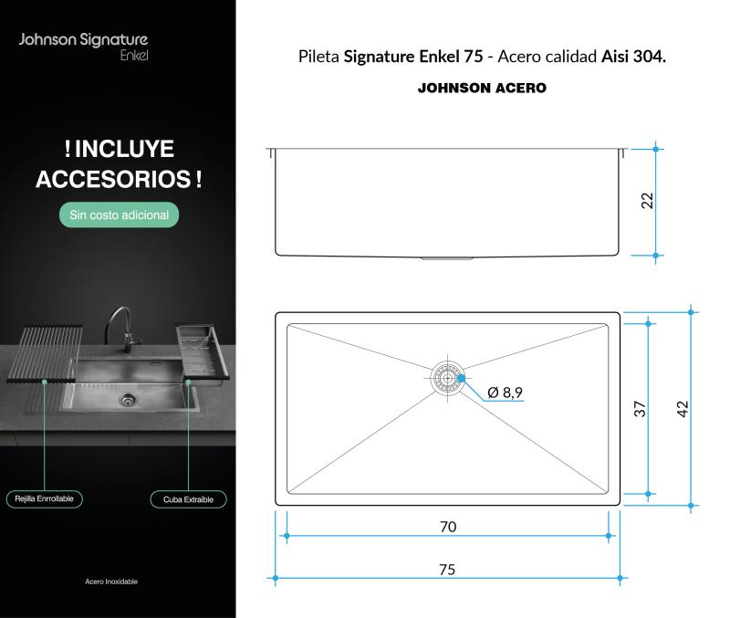 Bacha Cocina Johnson Acero Signature Enkel Se75