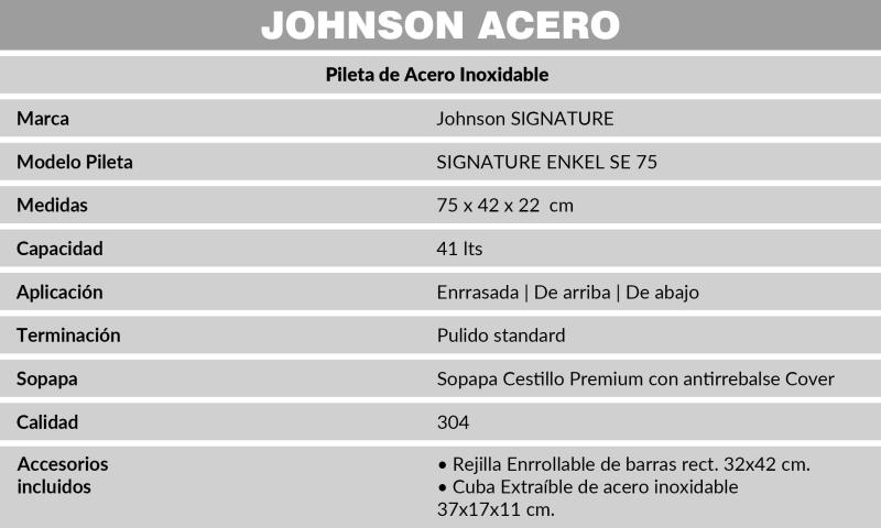 Bacha Cocina Johnson Acero Signature Enkel Se75