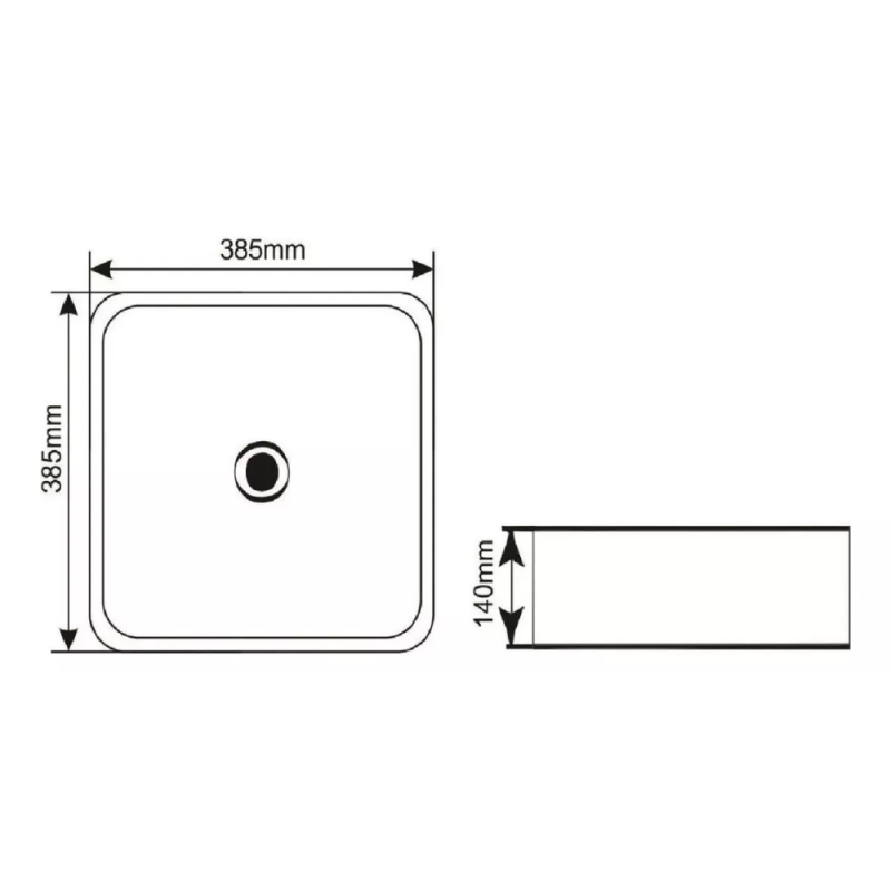 Bacha Cuadrada De Apoyo De Loza Blanca Piazza A423