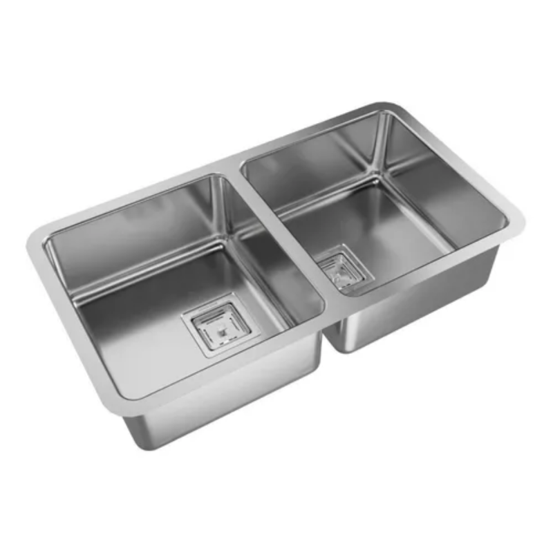 Bacha De Cocina Pileta Doble Johnson Quadra Q76 Acero Inoxidable