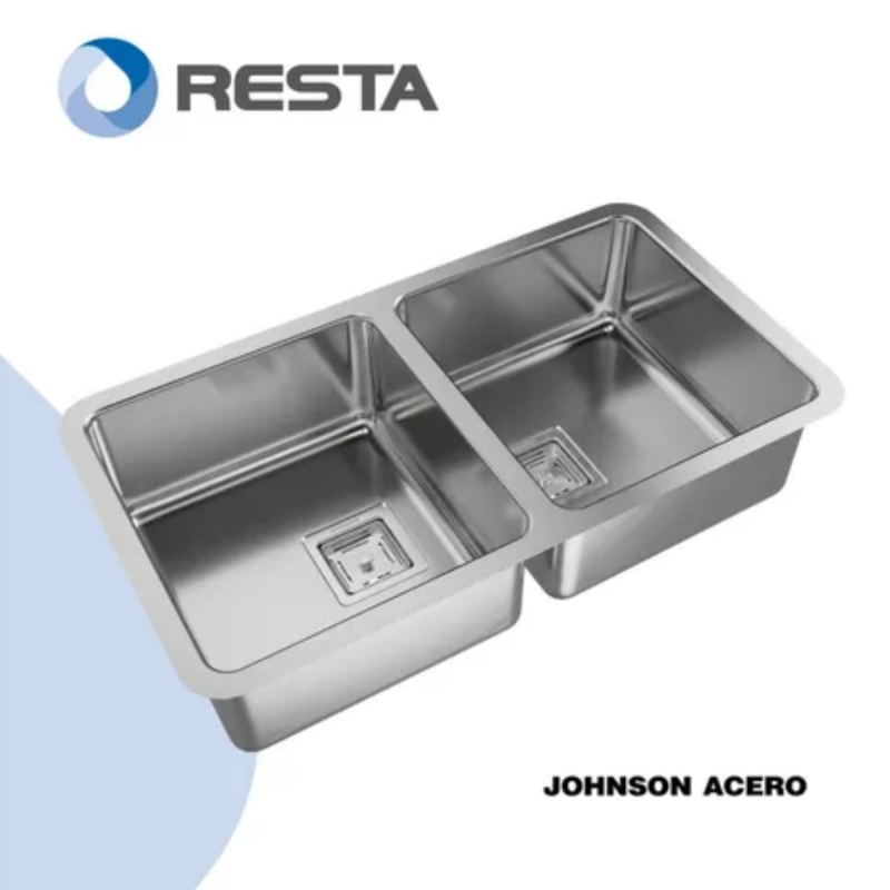 Bacha De Cocina Pileta Doble Johnson Quadra Q76 Acero Inoxidable