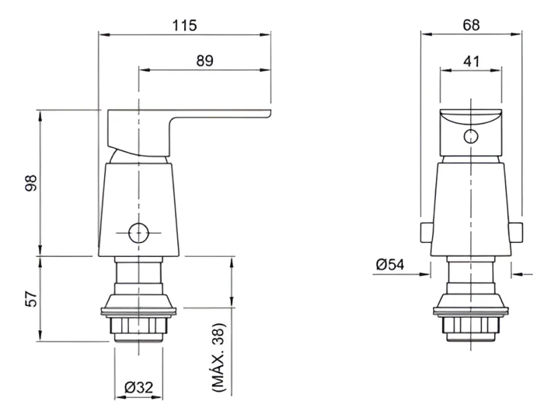 Griferia Bidet Monocomando Peirano Vera (70-180)