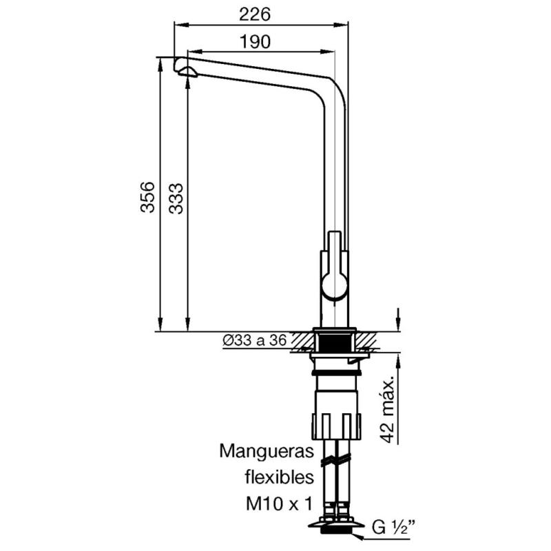 Grifería Monocomando Cocina Fv Ciprés Cromo 411.04/N2