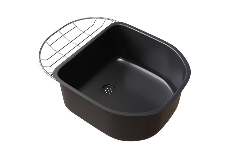 Pileta Accesoria Johnson Negra de ABS con aro de Acero PIACLUN