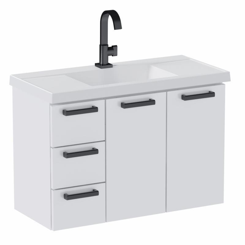 Vanitory De Acero Mueble Colgante Con Bacha Cozimax Damasco Blanco