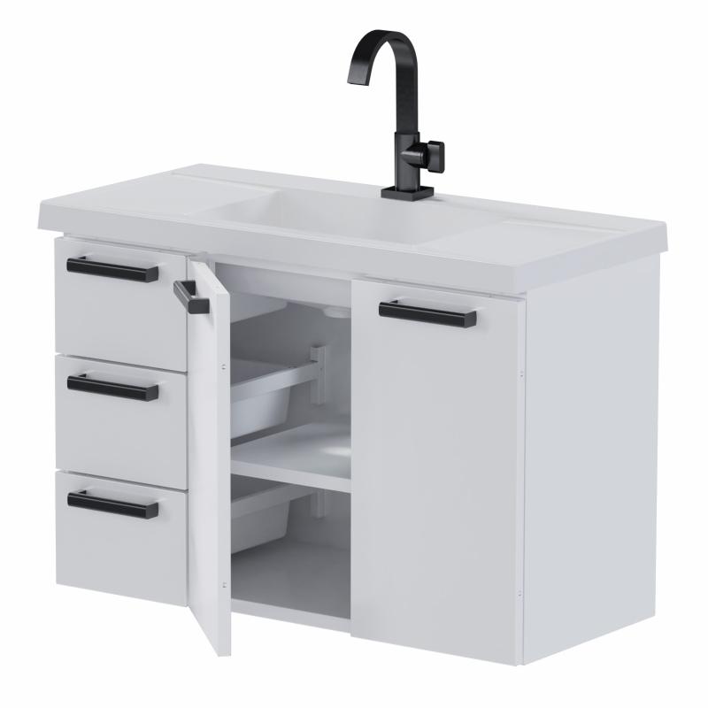 Vanitory De Acero Mueble Colgante Con Bacha Cozimax Damasco Blanco