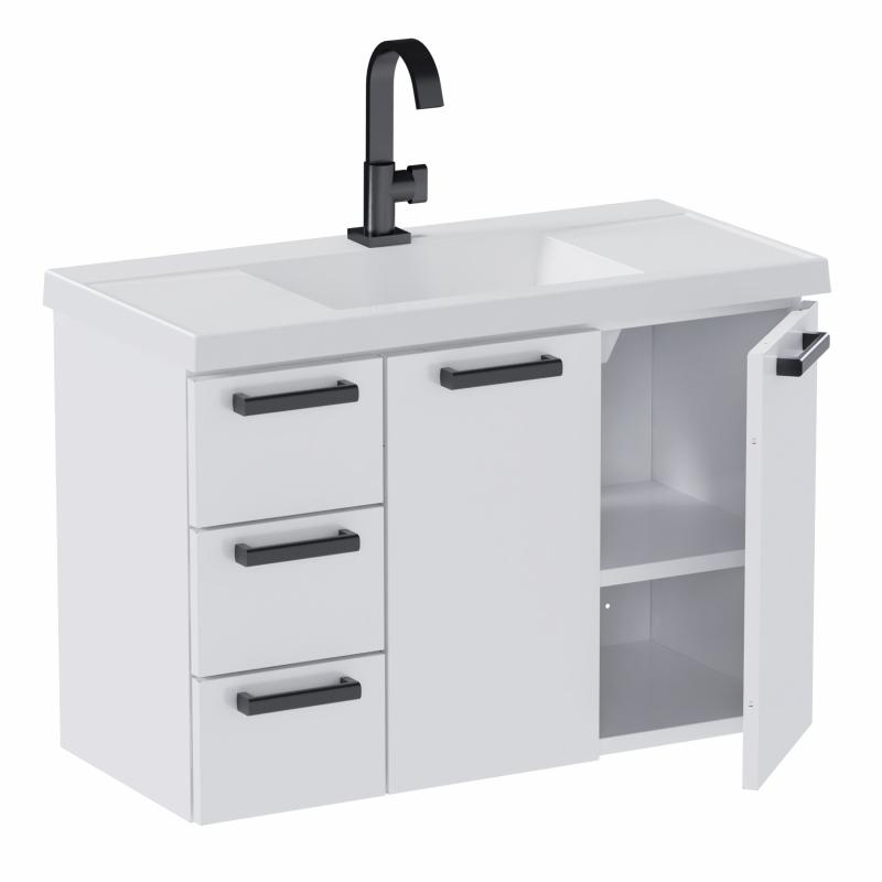 Vanitory De Acero Mueble Colgante Con Bacha Cozimax Damasco Blanco