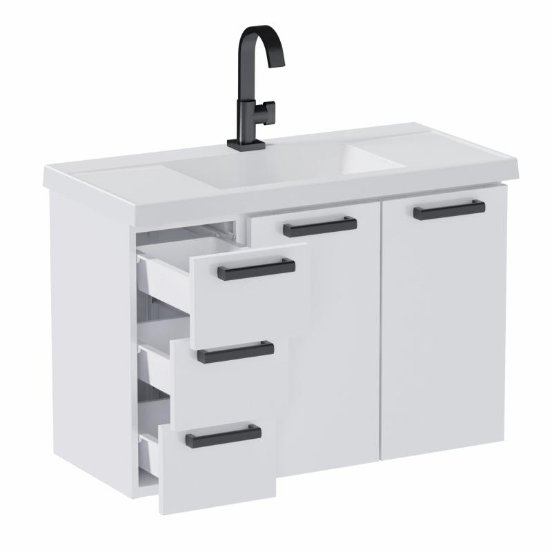 Vanitory De Acero Mueble Colgante Con Bacha Cozimax Damasco Blanco