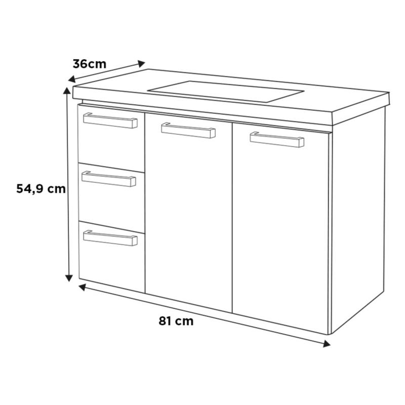 Vanitory De Acero Mueble Colgante Con Bacha Cozimax Damasco Blanco
