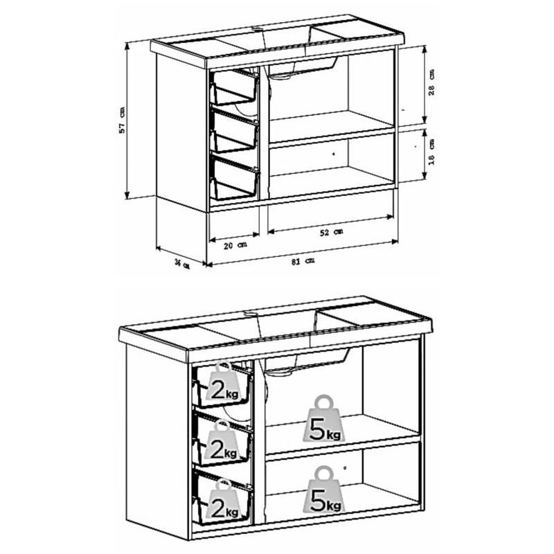 Vanitory De Acero Mueble Colgante Con Bacha Cozimax Damasco Blanco
