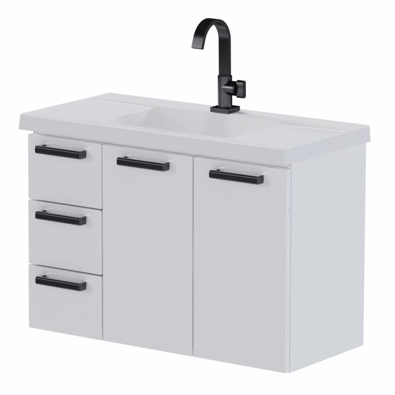 Vanitory De Acero Mueble Colgante Con Bacha Cozimax Damasco Blanco