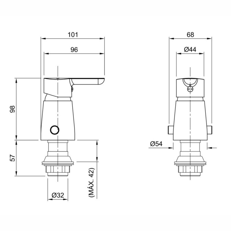 Grifería Bidet Monocomando Peirano Adra 70-203 Cromo