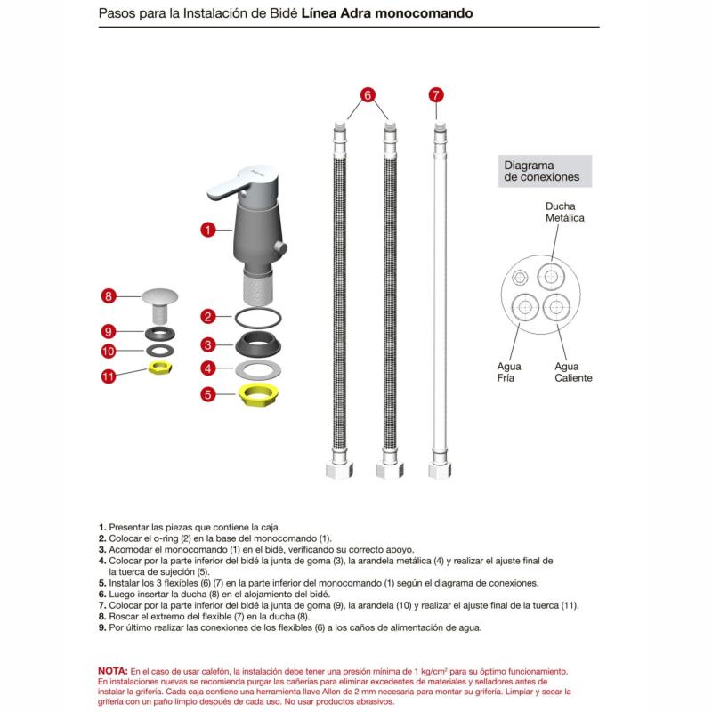Grifería Bidet Monocomando Peirano Adra 70-203 Cromo