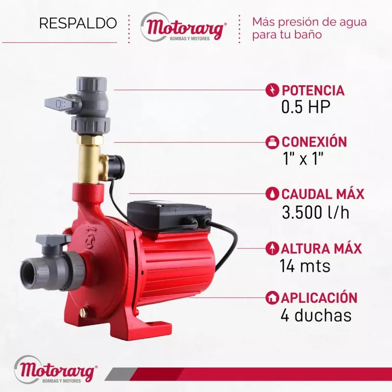 Bomba Agua Presurizadora Motorarg TIP TE 14 0.5 Hp