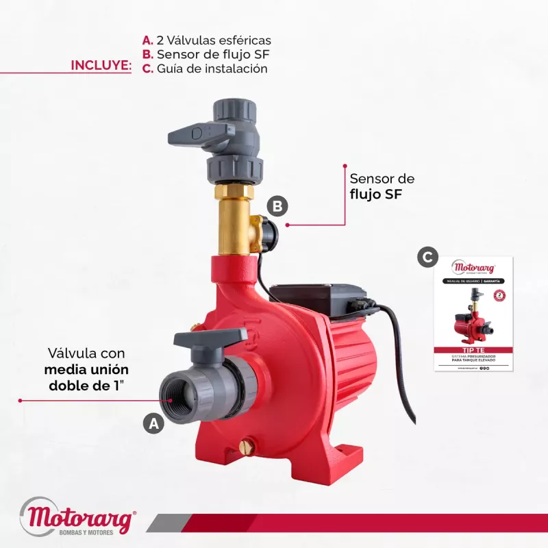 Bomba Agua Presurizadora Motorarg TIP TE 14 0.5 Hp