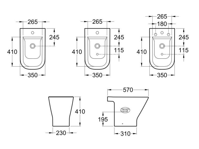 Bidé lluvia con 3 orificios Roca The Gap Blanco