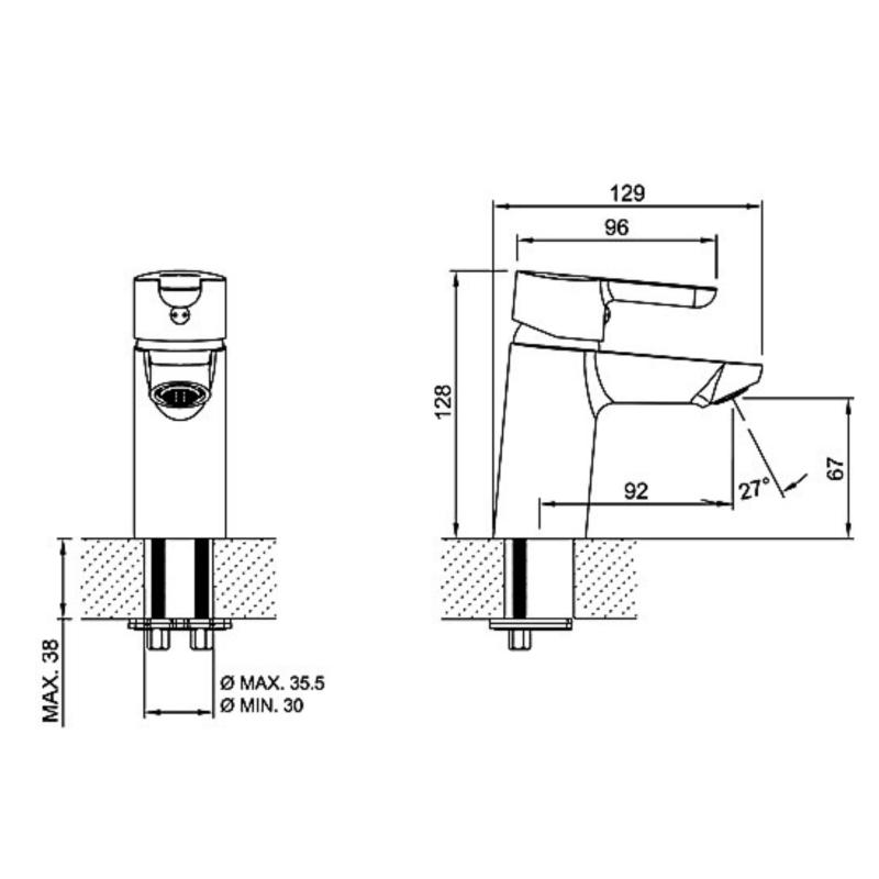 Grifería Lavatorio Bajo Monoc Peirano Adra Black (60-203N)