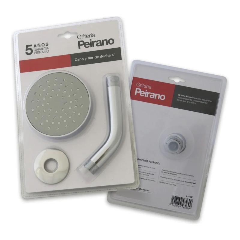 Flor De Ducha 4" Con Caño Curvo Peirano A1448C Cromo