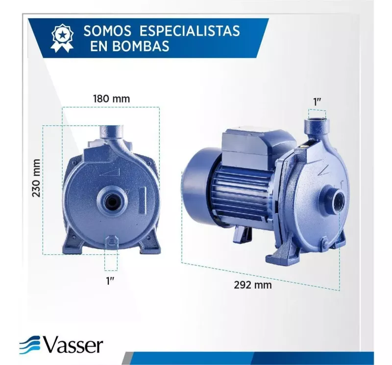 Bomba Centrífuga QC150 Vasser 1.5HP 36mts 90 l/min