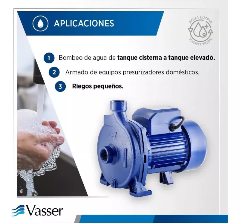 Bomba Centrífuga QC150 Vasser 1.5HP 36mts 90 l/min