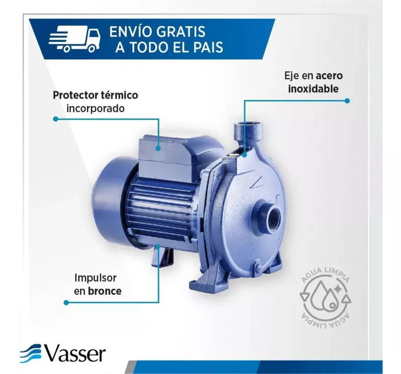 Bomba Centrífuga QC150 Vasser 1.5HP 36mts 90 l/min