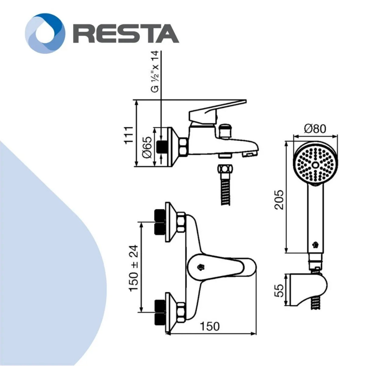 Griferia Monocomando Bañera Ducha Fv 0310/m4 Compacta Cromo