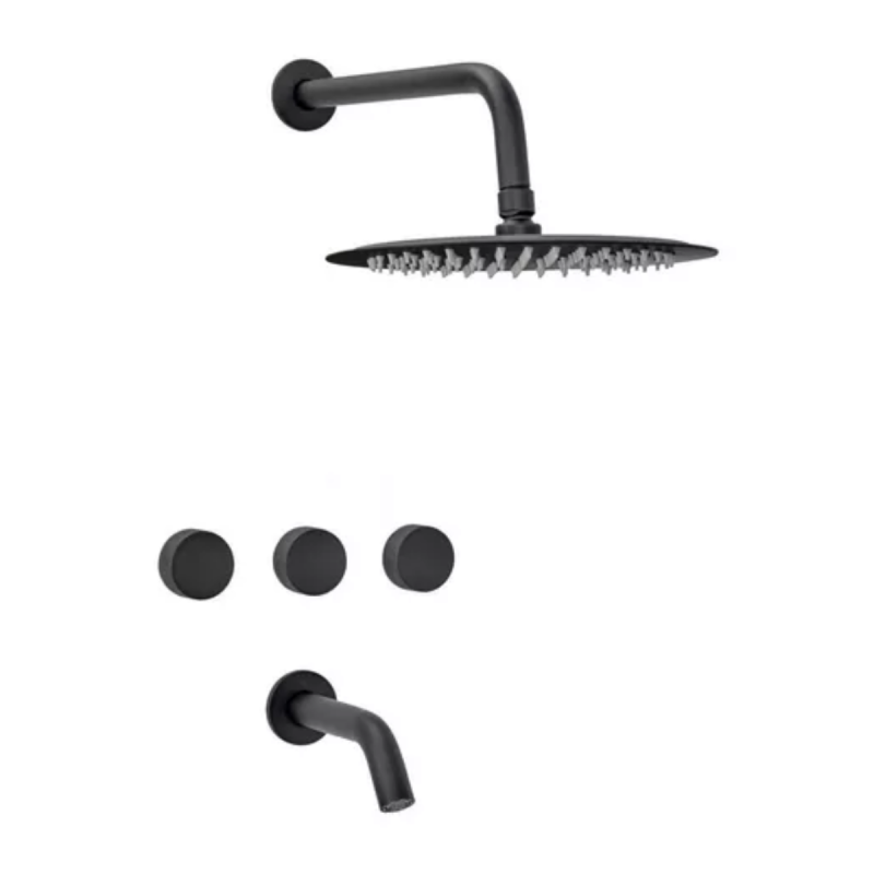 Grifería Ducha Embutir Peirano Fabric Black Negro 80-100N