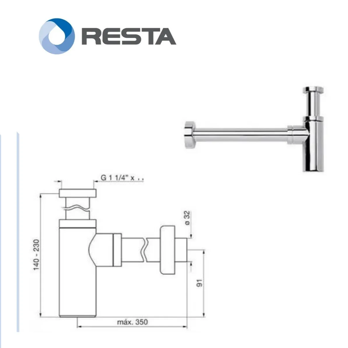 Sifón Fv 242.01 Descarga Minimalista Desagüecromo