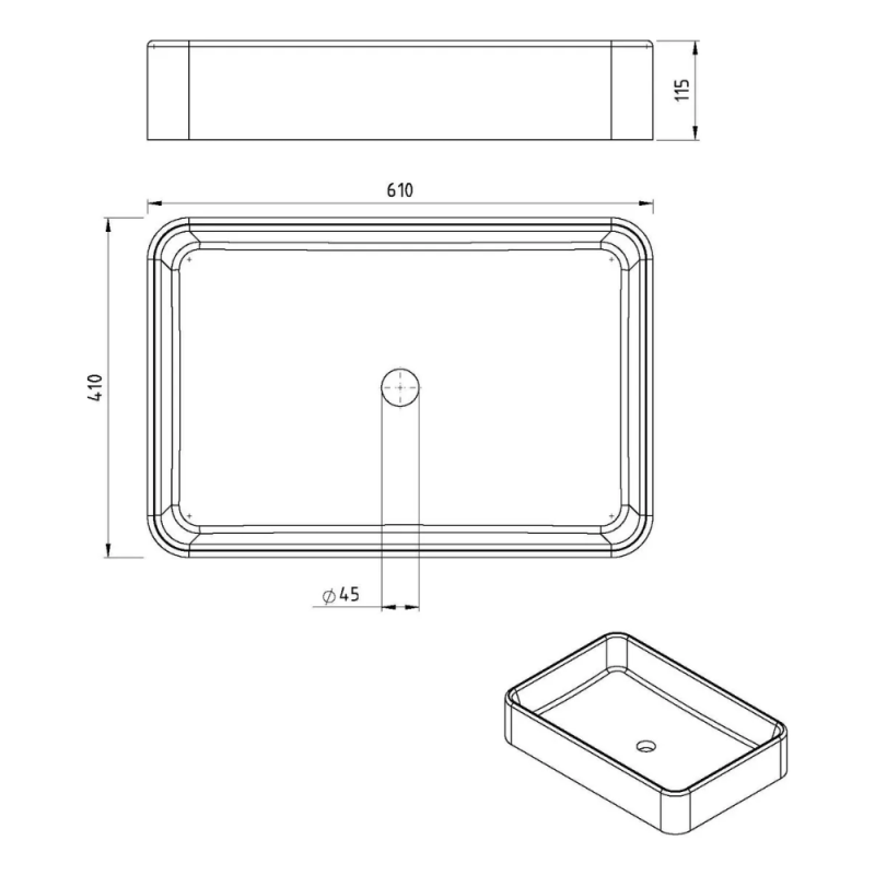 Bacha De Apoyo Rectangular Para Baño Blanco Peirano BCH09