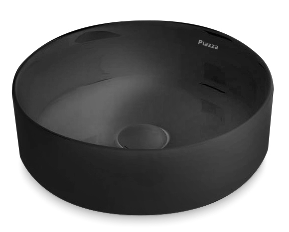 Bacha Apoyo Circular De Porcelana Piazza A524NE Negro Mate