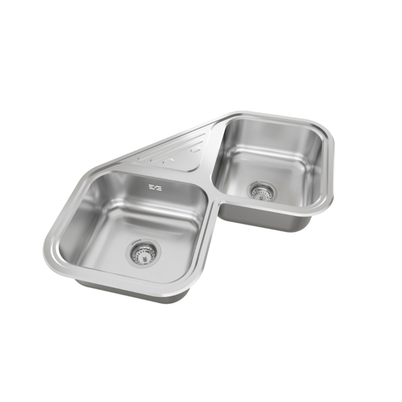 Bacha Cocina Doble Esquinera Johnson Acero Modelo Axa D78 A