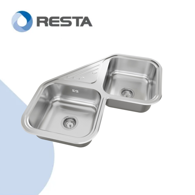 Bacha Cocina Doble Esquinera Johnson Acero Modelo Axa D78 A