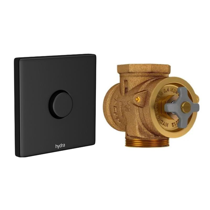Combo Válvula Automática Deca + Tecla De Descarga Hydra Plus Black Mate 51012