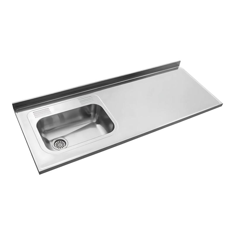 Mesada Cocina AISI 430 De 160cm Con Bacha ZZ52 Lado Izquierdo Johnson