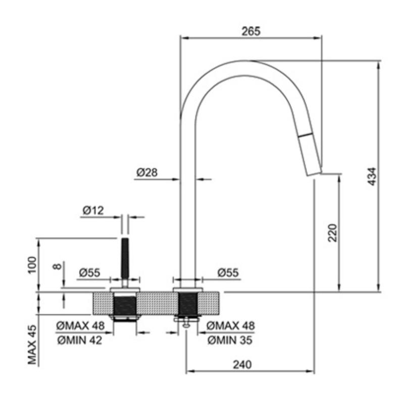 Grifería Monocomando Cocina Beat Joystick Peirano 20-101NI Níquel Pulido