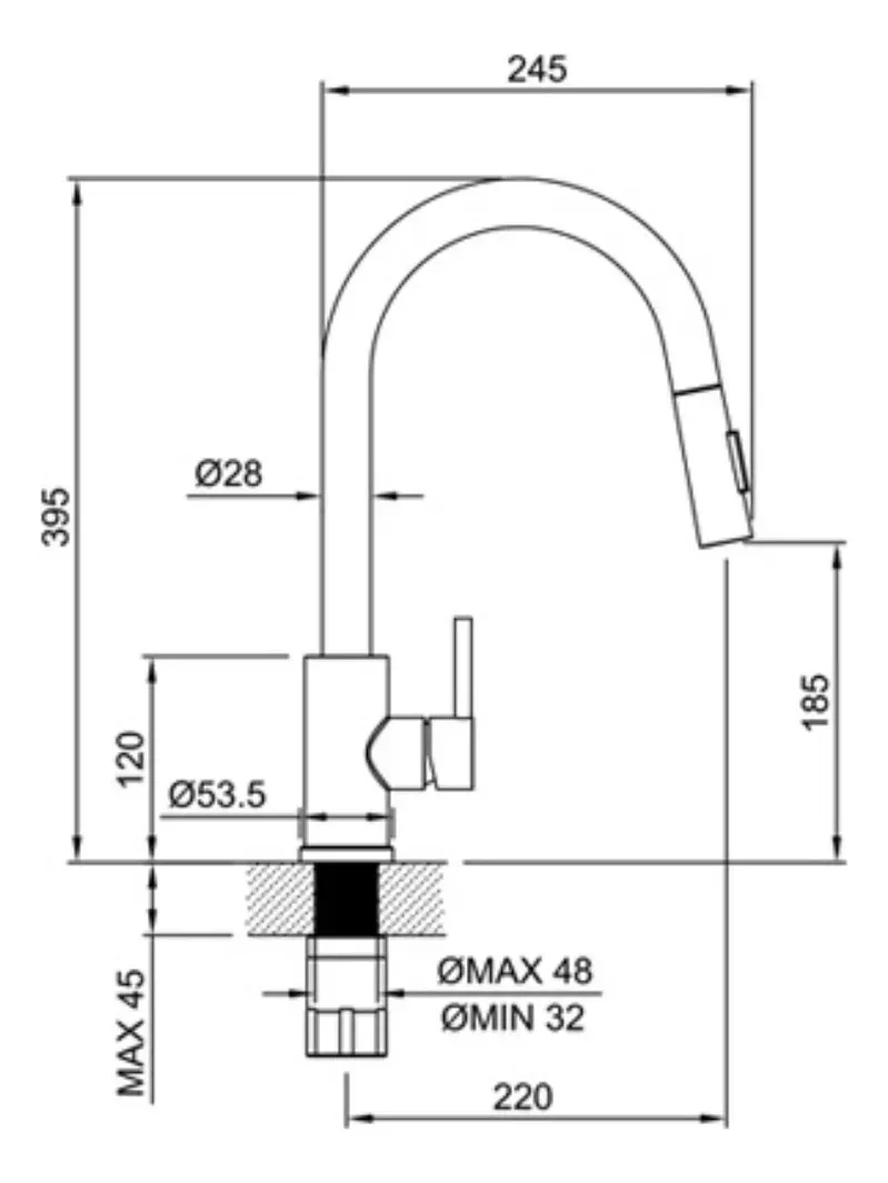 Grifería Cocina Monocomando Peirano Valencia Cromo 20-122