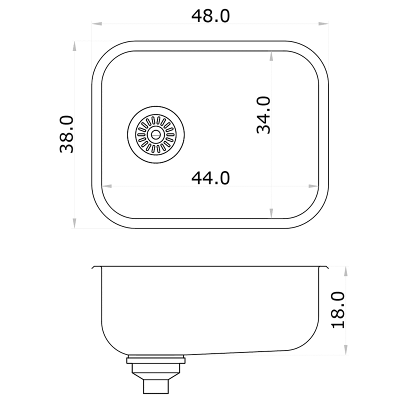 Bacha Cocina Simple Bajo Mesada Mi Pileta VESTA 343